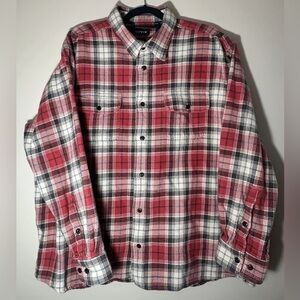 *SOLD* ORVIS Mens XXL Heavy Weight Flannel 100% Cotton Active Fit Red Button